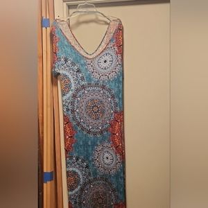 Casual boho print maxi dress